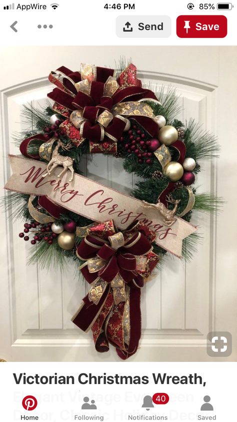 Evergreen Decor, Holiday Front Door Decor, Vintage Wreaths, Evergreen Wreaths, Holiday Front Door, Victorian Wreath, Classic Holiday Decor, Evergreen Christmas, Rustic Christmas Wreath