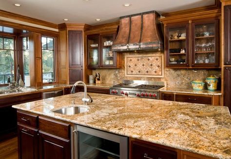 Cleaning Granite Countertops, Granite Kitchen Counters, How To Clean Granite, Granite Backsplash, Brown Kitchen Cabinets, Outdoor Kitchen Countertops, Marble Countertops Kitchen, Diy Terrarium, Countertop Colours