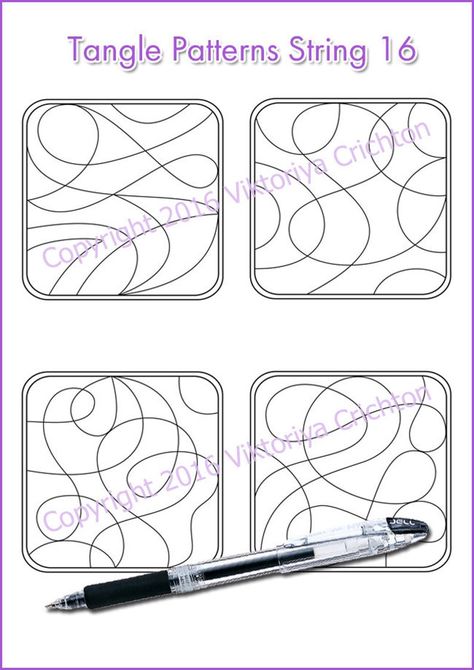 Strings for drawing zentangles_16. Zentangle starter pages. | Etsy Zentangles Art, Zentangle Borders, Zentangle Templates, Zentangle Strings, For Drawing, Zentangle Flowers, Zen Tangles, Zentangle Tutorial, Zentangle Artwork