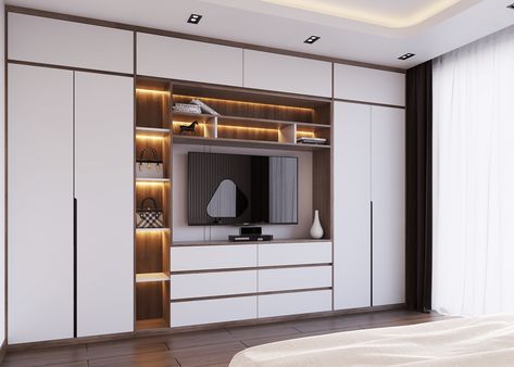 Dressing Room With Tv Unit, Interior Cupboard Design Bedroom, Wardrobe And Tv Unit Design Bedroom, Modern Wardrobe Design Bedroom With Tv Unit, Tv Wall Design With Cupboard, Tv And Wardrobe Design, Built In Cabinet Design Bedroom, American Wardrobe Design, Wardrobe Design Bedroom Tv