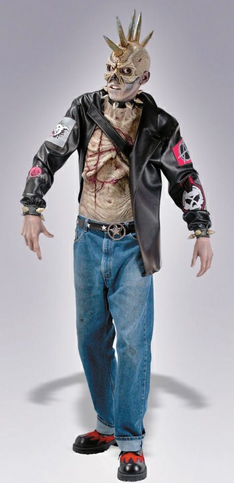 Punk Zombie Costume Punk Rocker Costume, Easy Adult Costumes, Punk Zombie, Zombie Costumes, Rocker Costume, Zombie Halloween Costumes, Zombie Attack, Horror Costume, Creepy Halloween Decorations