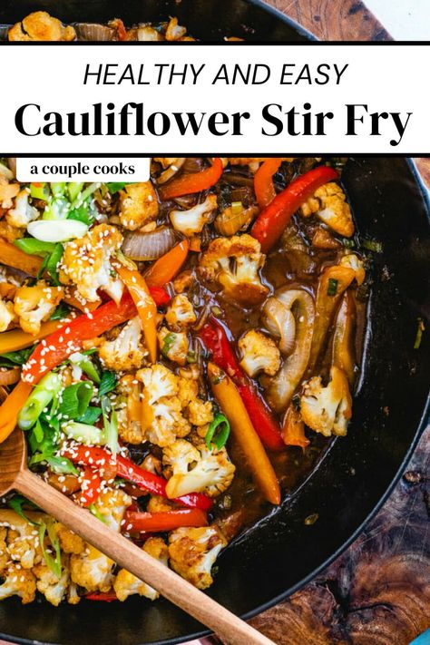 Plantbased Dinner, Cauliflower Stir Fry, Cauliflower Sauce, Korean Chili Paste, Cauliflower Buffalo Wings, Cauliflower Wings, Easy Cauliflower, Vegetarian Cookbook, Couple Cooking