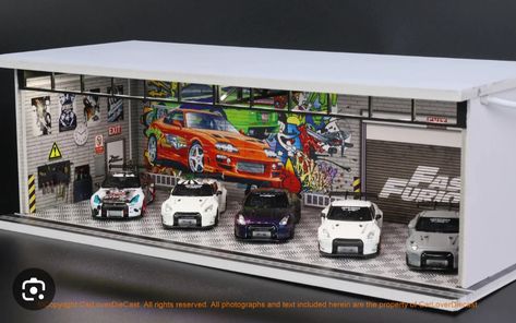 Hot Wheels Diorama Garage, Hot Wheels Garage Diy, Diaroma Ideas, Hot Wheels Cars Display, Mini Garage, Hot Wheels Wall, Garage Diorama, 3d Printer Art, Diecast Cars Display