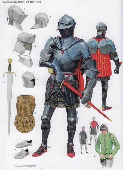 Armored Italian Condotierre, Late 15th Century 15th Century Armor, Armor Reference, Century Armor, Historical Warriors, Medieval Armour, Ancient Armor, Armor Clothing, Medieval Knights, Historical Armor