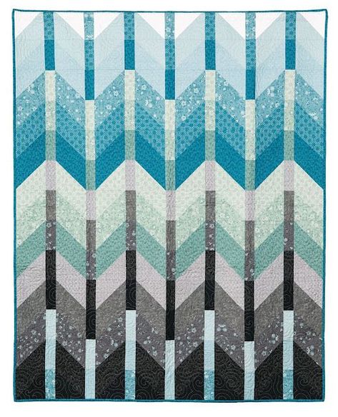 Mountains Quilt, Ombre Quilt, Ombre Mountains, Mountain Quilt Pattern, Simple Quilts, Moda Grunge, Connecting Threads, Mountain Quilts, Queen And King