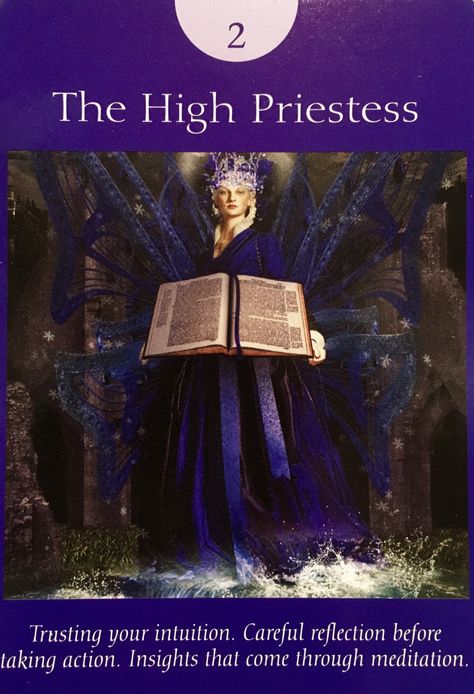 The High Priestess, from the Fairy Tarot Cards, by Doreen Virtue Ph.D and Radleigh Valentine Fairy Tarot Cards, Radleigh Valentine, Angel Tarot Cards, The High Priestess, Tarot Magic, Angel Oracle Cards, Angel Tarot, Oracle Reading, Doreen Virtue