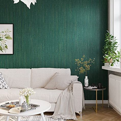 Green Textured Wallpaper, Green Grasscloth Wallpaper, Green Wallpaper Texture, Green Peel And Stick Wallpaper, Room Accent Wall, Wood Slat Wall, Furniture Room, Green Texture, Embossed Wallpaper