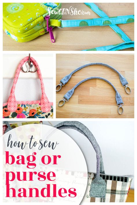 SewCanShe.com - Do you love the look of pre-made bag... Diy Purse Handles, Sew Purse, Diy Bag Handles, Bag Making Patterns, Diy Bag Strap, Sew Bag, Ideas For Sewing, Adjustable Bag Strap, How To Make Purses