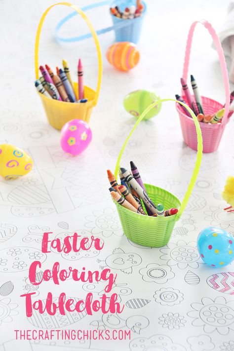 Printable Easter Coloring Tablecloth Easter Party Activities, Easter Hosting, Hosting Easter, Coloring Tablecloth, Yummy Easter Desserts, Kids Easter Party, Easter Tablecloth, Kids Party Crafts, Room Decor Crafts