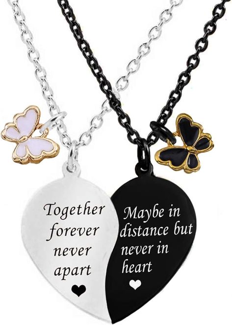 Amazon.com: MJartoria BFF Necklace for 2-Valentines Heart Matching Necklace Best Friends Pendant Friendship Necklace Set of 2 Gifts for Women (Rose Gold+Black, togetWomen forever-butterfly) : Clothing, Shoes & Jewelry Necklace Best Friends, Bff Necklace, Bff Matching, Friendship Necklace, Bff Necklaces, Friendship Necklaces, Valentines Necklace, Ball Gown Dresses, Matching Necklaces