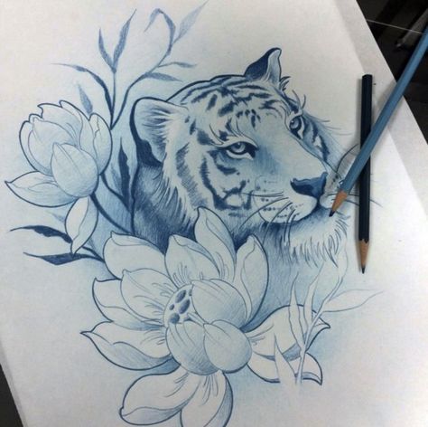 Tattoo Ideas Female Thigh, Vogel Tattoo, Mandala Tattoos, Tiger Tattoo Design, Kunst Tattoos, Geniale Tattoos, Tattoo Ideas Female, Lotus Tattoo, Tiger Tattoo