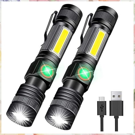 Flashlight USB Rechargeable, Magnetic LED Flashlight, Super Bright LED Tactical Flashlight with Cob Sidelight,Waterproof,Zoom Emergency Flashlight, Bright Led Flashlight, Rechargeable Flashlight, Bicycle Lights, Tactical Flashlight, Amazon Products, Waterproof Led, Portable Light, Led Flashlight