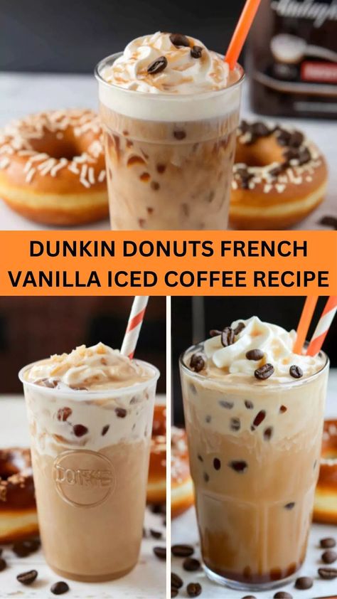 Dunkin Donuts French Vanilla Iced Coffee Recipe – Bite Blaze Dunkin Vanilla Iced Coffee Recipe, French Vanilla Iced Coffee Recipe, French Vanilla Iced Coffee, Dunkin Donuts Iced Coffee Recipe, Coffee Trailer Ideas, Iced Vanilla Latte Recipe, Bru Coffee, Dunkin Donuts Coffee Drinks, Vanilla Iced Coffee Recipe