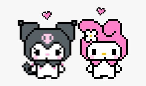 Mm Aesthetic, Knitting Graphs, Easy Pixel Art, Pixel Drawing, Pixel Art Grid, Pix Art, Pixel Pattern, Pixel Art Pattern, Hello Kitty My Melody