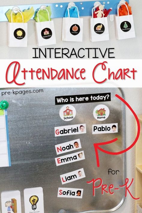 How to make an interactive and meaningful attendance Chart for your Preschool, pre-k, or Kindergarten classroom. Classroom Attendance Chart, Morning Meeting Ideas, Classroom Attendance, Creative Curriculum Preschool, Classroom Management Preschool, Attendance Chart, Preschool Charts, Pre K Pages, Prek Teacher