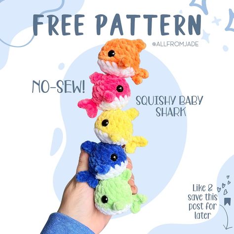 Popular Crochet Patterns Free, Fast Amigurumi Free Pattern, Crocheted Shark Pattern, Summer Crochet Patterns Free, Crochet Shark, Crochet Whale, Amigurumi For Beginners, Easy Crochet Animals, Baby Whale