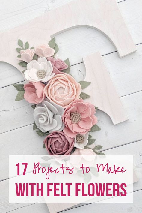 17 Projects to Make with Felt Flowers - Happily Ever After, Etc. Felt Flower Crafts, Things To Do With Felt, Felt Applique Flowers, Felt Pillows Diy, Felt Flowers Patterns Templates Free Printable, Diy Felt Flowers Tutorial, Felt Cricut Projects, Christmas Felt Flowers, Felt Diy Projects