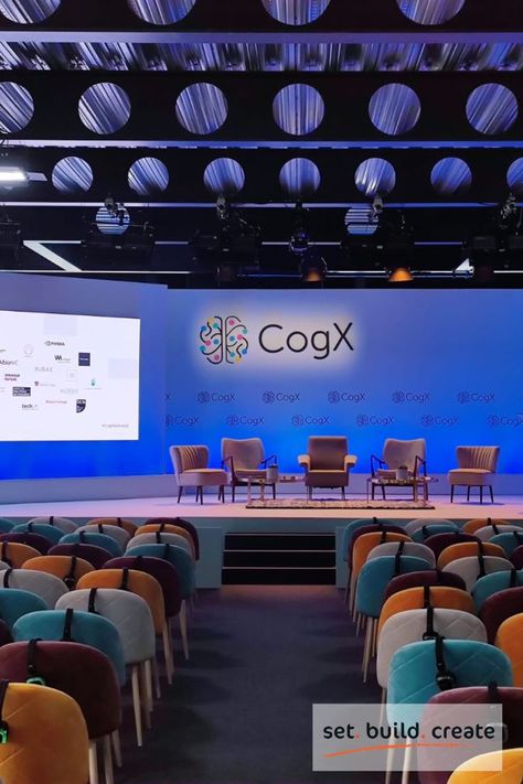 Earlier this year we provided the stage set up for CogX Festival, including the LED screens, display screens, backdrops, lecterns, lighting, and stage build to the three venues. We also offered tech support for all the talks throughout the event. Speakers (including academics, technical experts, and entrepreneurs) gave thought-provoking and ethically focused talks about the future uses of technology, the stage design matched the event’s agenda and sleek aesthetic. Events Branding, Expo Ideas, Venue Design, Sleek Aesthetic, Stage Backdrop, Event Branding, Use Of Technology, Stage Set, Tech Support