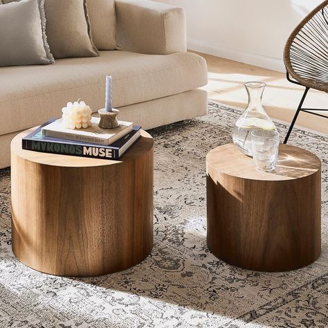 Round Drum Coffee Table, Round Wooden Coffee Table, Round Coffee Table Sets, Round Wood Side Table, Round Nesting Coffee Tables, Modern Wood Coffee Table, Nesting End Tables, Round Coffee Table Modern, Drum Coffee Table