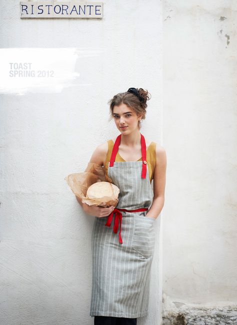 Cafe Uniform, Viviane Sassen, Waiter Uniform, A Well Traveled Woman, Restaurant Uniforms, Striped Apron, An Apron, Cute Aprons, Linen Apron