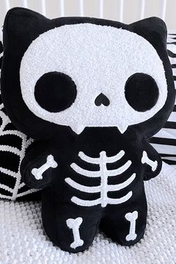 Housewares – VampireFreaks Creepy Cats, Black Stuffed Animal, Skeleton Cat, Creepy Cat, Goth Clothes, Pillow Plush, Goth Home, Cute Plushies, Emo Kid