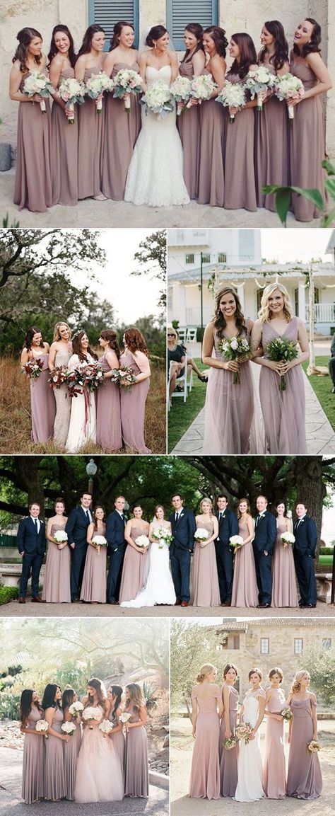 Pastel Bridal Party, Rustic Bridesmaid Dresses, Mauve Bridesmaid, Mauve Bridesmaid Dress, Rustic Bridesmaids, Winter Bridesmaid Dresses, Winter Bridesmaids, Mauve Wedding, Stunning Bridesmaid Dresses