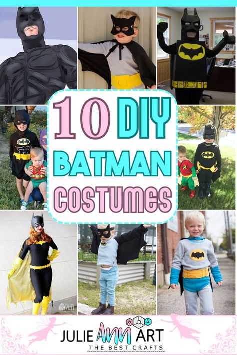 Diy Batman Costume Men, Homemade Batman Costume, Batman Family Costumes, Batman Costume Ideas, Batman Costume For Men, Diy Penguin Costume, Diy Batman Costume, Lego Batman Costume, Batman Costume For Girls