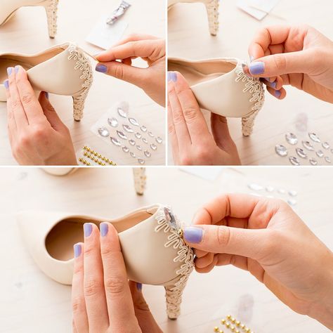 These two supplied hacks are exactly the style upgrade you need for your wedding day! Diy Wedding Heels, Upcycle Shoes, Diy Wedding Shoes, Decorate Shoes, Diy Heels, Shoe Refashion, Shoe Makeover, Diy Sandals, Flower Heels