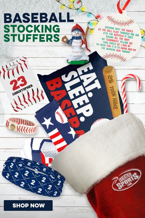 Check out our wide variety of stocking stuffers for your baseball player. From pillowcases to mini engraved bats, there are a variety of options they are sure to love! Baseball Stocking Stuffers, Baseball Gifts For Players, Baseball Christmas, Stocking Stuffers For Teens, Stocking Stuffers For Kids, Baseball Gifts, Kids Baseball, Christmas Gift Basket, Stocking Stuffer Gifts