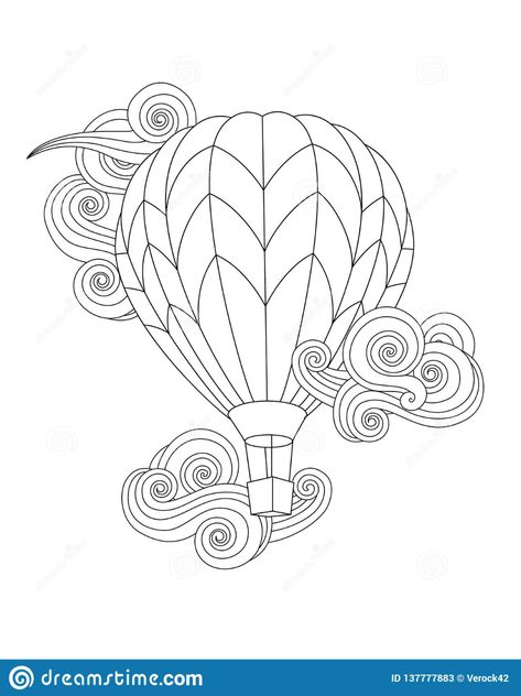 Hot Air Balloon Zentangle, Drawings Of Hot Air Balloons, Hot Air Balloon Stencil, Hot Air Balloon Line Drawing, Hot Air Balloon Coloring Sheet, Hot Air Balloon Line Art, Airbaloon Drawing, Hot Air Balloon Drawing Simple, Hot Air Balloon Outline