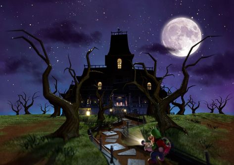 Luigi's Mansion Dark Moon... Luigis Mansion Birthday Party, Luigi's Haunted Mansion, Ghostbusters Game, Luigi's Mansion Dark Moon, Luigis Mansion, Luigi Mansion, Mansion Party, Mansion Wallpaper, 3ds Games