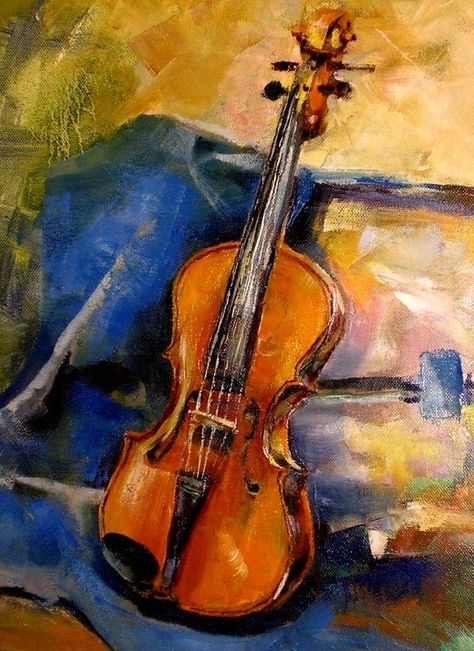 Violin Art Painting, Violin Painting, Violin Art, Instruments Art, Art Essentials, Arte Van Gogh, Soyut Sanat Tabloları, Art Painting Gallery, Musical Art