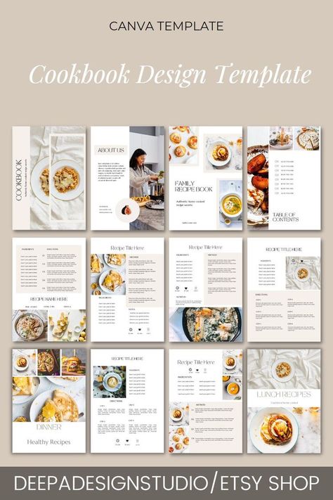 Canva Recipe Book, Cook Book Design Layout, Recipe Design Graphic, Cook Book Design Diy, Recipe Book Design Diy, Book Content Design, Cooking Book Design, Recipe Book Layout, Cookbook Design Template