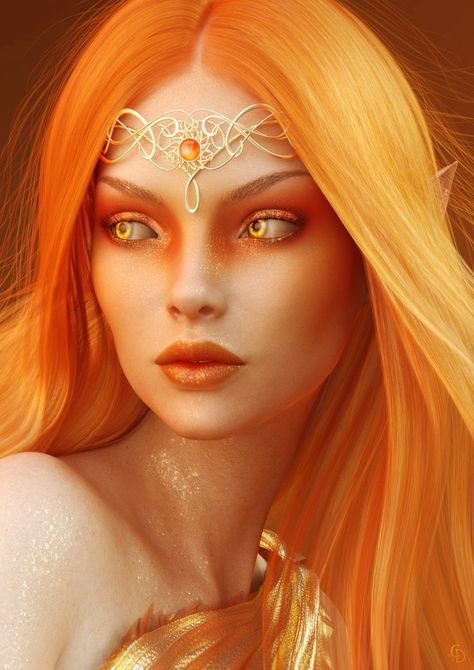 Lady of the Sun by Drakenborg Fire Fairy, Female Elf, Elf Art, Dragon Rpg, High Elf, Beautiful Fairies, Fantasy Dragon, Arte Fantasy, Digital Art Girl