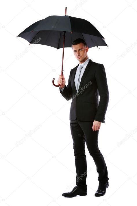 Man Holding Umbrella, Holding Umbrella, Under An Umbrella, Male Pose Reference, Black Umbrella, Baby Banners, Grey Tote, Body Reference Poses, Pose Reference Photo