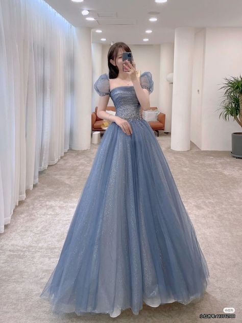 Modest Ball Gowns, Fancy Prom Dress, Christopher Bang Chan, Xv Dresses, Tulle Long Prom Dress, Christopher Bang, Gowns Dresses Elegant, Princess Ball Gowns, Blue Tulle