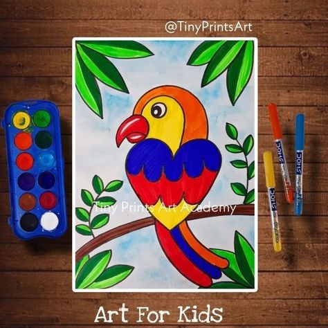 Primary 2023, Bird Drawing For Kids, Basic Drawing For Kids, Class Drawing, Art Classes For Kids, Drawing Classes For Kids, Color Worksheet, Oil Pastel Drawings Easy