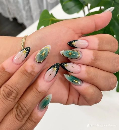 Dark Green Nail Ideas, Dark Green Nail, Green Nail Ideas, Green Acrylic Nails, Dark Green Nails, Green Nail, Almond Nails Designs, Nail Swag, Nail Forms