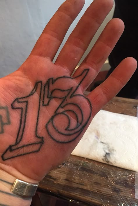 Plam Tattoo Hand, Palm Of Hand Tattoo, 13 Hand Tattoo, Palm Tattoo Hand, Palm Hand Tattoo, Hand Palm Tattoos, Palm Tattoo, Rib Tattoos For Guys, 13 Tattoos