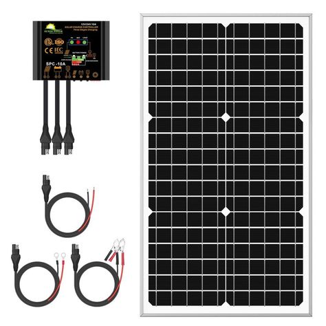 SUNER POWER 30 Watts Mono Crystalline 12V Solar Panel Kits - Waterproof 30W Solar Panel + Upgraded 10A Solar Charge Controller + 3-PCS SAE Cable Adapters for Car RV Marine Boat Trailer Off Grid System Solar Pool Rings, Pond Build, Best Outdoor Solar Lights, Solar Driveway Lights, Solar Shed Light, Solar Power Kits, Solar Pool Heater, Solar Panel Mounts, 12v Solar Panel