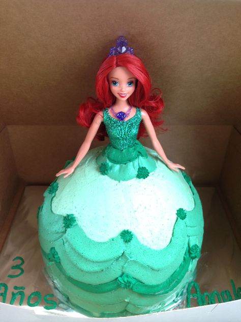 My little girl 3 year old little mermaid princess birthday cake Spiderman Ice Cream, Ariel Doll Cake, Barbie Dress Cake, Cinderella Birthday Cake, Princess Doll Cake, Disney Princess Birthday Cakes, Ariel Cake, Beach Theme Wedding Cakes, Doll Birthday Cake