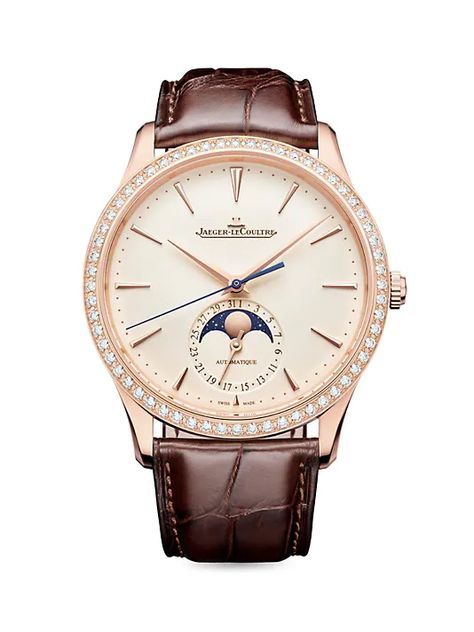 Rendez-Vous Rose Goldtone & Diamond Leather-Strap Watch Leather Strap Watch, Moon Rise, Jaeger Lecoultre, Detail Shop, Michael Kors Watch, Sale Design, Jaeger Watch, Saks Fifth, Saks Fifth Avenue