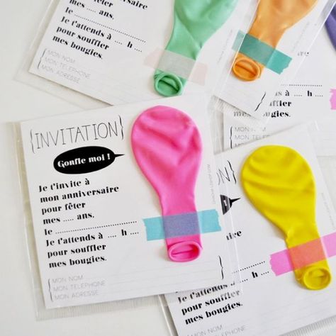 DIY pour des cartons d'invitation à une fête d'anniversaire : comment faire ses invitations sympas soi-même ? /// #aufeminin #invitation #diy #anniversaire #enfant #ballon #carterie Sweet 17, Color Party, Carton Invitation, Diy Birthday Party, בר מצווה, Lets Celebrate, Diy Birthday, Party Inspiration, Design Branding