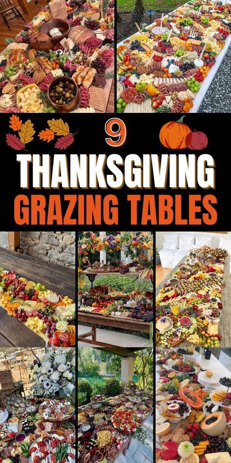 9 Thanksgiving Grazing Table Ideas Grazing Table Decorations, Grazing Table Ideas, Thanksgiving Table Setup, Charcuterie Inspiration, Grazing Table, Thanksgiving Party, Grazing Tables, Thanksgiving Parties, Next Holiday