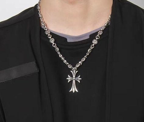 Chrome Hearts Necklace Chrome Hearts Necklace, Heart Cross Necklace, Silicone Necklace, Necklace Y2k, Grunge Jewelry, Gothic Cross, Y2k Necklace, Gothic Crosses, Silver Chain For Men