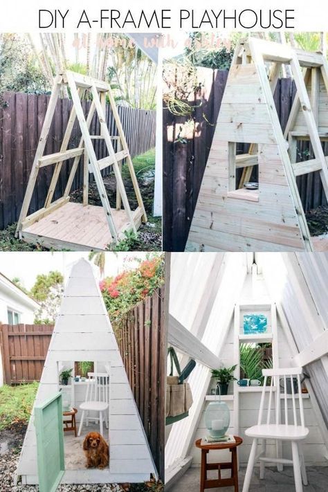 A Frame Playhouse, Outdoor Playhouse, Diy Playhouse, Backyard Playhouse, Build A Playhouse, Playhouse Outdoor, Backyard Playground, Backyard Play, Kids Playhouse