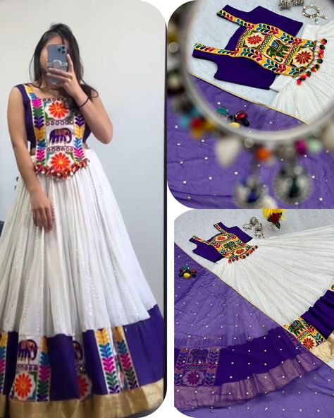 Price:1699/- 💗For Order and More Details WhatsApp +91 9601606887 Tapi-150 👗💌 Launching Navratri Special Gamathi Work Lehenga Choli👗💌 👗Choli👗 Fabric:- Pure Cotton Work:- Gamathi Work Inner:- Micro Cotton Sleeve:- Attached Extra Sleev Size:- M upto L margin XL upto 2xl margin (Fully Stitched) 👗Lehenga👗 Fabric:- Pure Cotton with Fox Georgette Inner:- Micro Cotton Work:- Embroidery Sequence Work & Gamathi Work Size:- 44 👗Dupatta👗 Fabric:- Fox Georgette Size:- 2.30 Meter Work:- Embroid... Bharat Work Chaniya Choli, Garba Chaniya Choli Traditional, Machi Work, Choli Design, Chaniya Choli Designs, Garba Dress, Choli Dress, Navratri Dress, Engagement Hairstyles