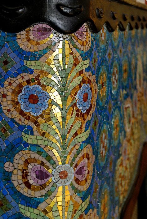 Glass mosaic by Róth Miksa | by elinor04 thanks for 25,000,000+ views! Mosaic Walls, Fireplace Detail, Mosaic Fireplace, Sicis Mosaic, Wall Mosaic, Art Pierre, Mosaic Stained, Mosaic Madness, Mosaic Murals