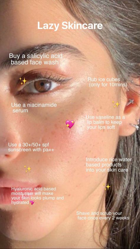 Lazy Skincare routine Clear Skin Routine, Haut Routine, Face Skin Care Routine, Clear Healthy Skin, Natural Face Skin Care, Good Skin Tips, Basic Skin Care Routine, Clear Skin Tips, Perfect Skin Care Routine