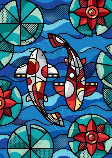 Pop Art Illustration, Image Swag, Abstract Geometric Art, Art Inspiration Painting, Cubism, Koi Fish, Art Plastique, Geometric Art, Art Classes